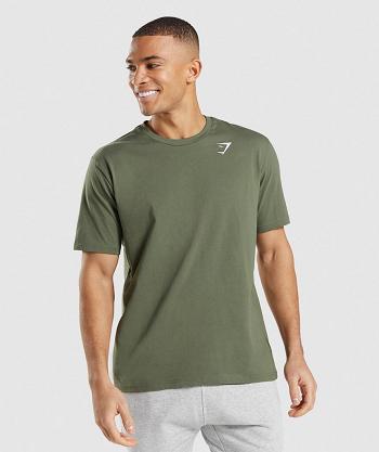 Gymshark Crest T Shirts Herr Olivgröna | SE 3767AHK